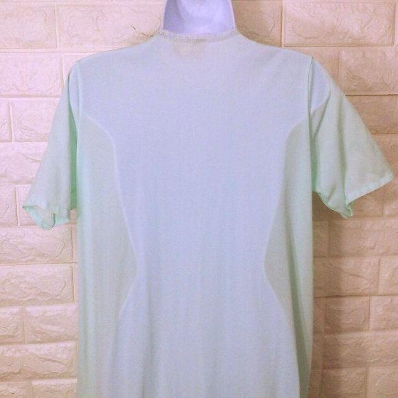 Vintage 80s Danni Dressing Gown Robe -L Pocket Ruched Lace Buttons SSL Nylon - Picture 8 of 8